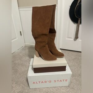 NWB Altard state cognac faux suede boots NEVER BEEN WORN
